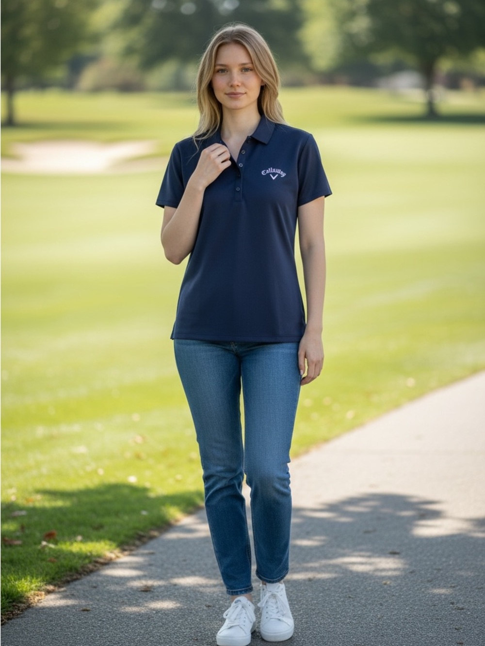 Callaway Navy Short-Sleeve Women’s Polo with Logo Golf